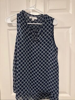 Navy Chain-Print Sleeveless V-Neck Camisole